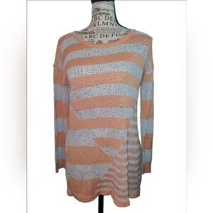 Gianni Womens Sweater Medium Orange Gray Knit